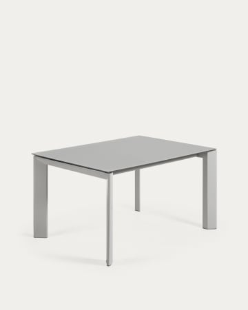 Tavolo allungabile Axis in vetro grigio e gambe in acciaio finitura grigia 140 (200) cm
