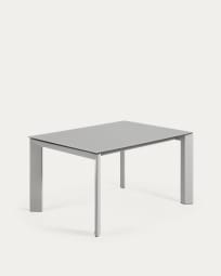 Επεκτεινόμενο τραπέζι Axis, γκρι γυαλί και γκρι ατσάλινα πόδια, 140(200)εκ