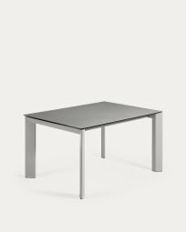 Axis porcelain extendable table in Hydra Lead finish with grey steel legs 140 (200) cm