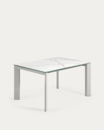 Επεκτεινόμενο τραπέζι Axis, πορσελάνη Kalos White, γκρι πόδια, 140(200)εκ