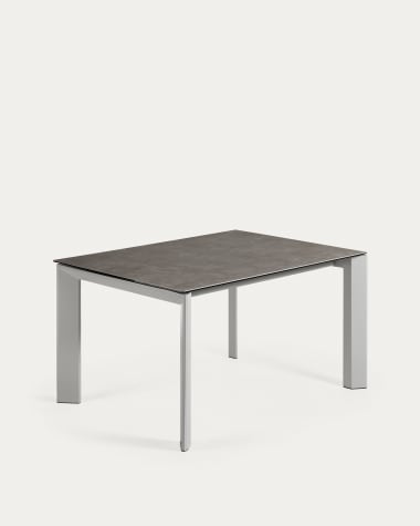 Table extensible Axis grès cérame finition Vulcano Cendrée pieds en acier gris 140(200)cm