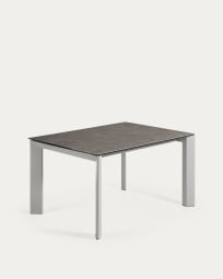 Επεκτεινόμενο τραπέζι Axis, πορσελάνη Vulcano Ceniza, γκρι ατσάλινα πόδια, 140(200)εκ