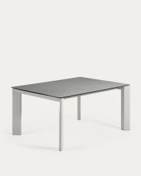 Table extensible Axis grès cérame finition Hydra Plomo pieds gris 160 (220) cm