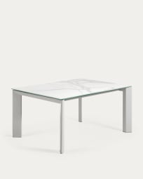 Table extensible Axis grès cérame finition Kalos blanche pieds gris 160 (220) cm