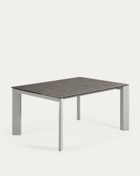 Axis extendable ceramic table with Vulcano Ceniza finish and grey steel legs 160 (220) cm