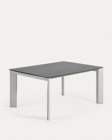 Table extensible Axis grès cérame finition Vulcano Roca pieds gris 160 (220) cm