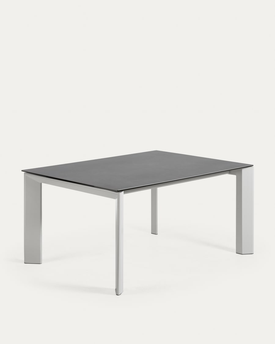 Table extensible Atminda 160 (210) x 90 cm plateau en grès cérame et pieds  en acier noir