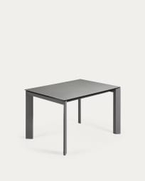 Table extensible Axis grès cérame finition Hydra Plomb pieds acier anthracite 120(180)cm