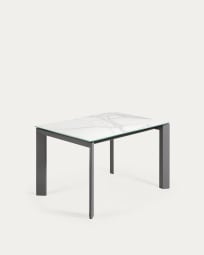 Επεκτεινόμενο τραπέζι Axis, πορσελάνη Kalos Blanco, ανθρακί πόδια, 120(180)εκ