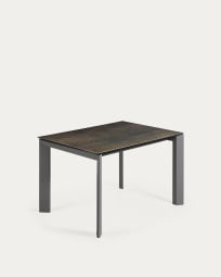 Table extensible Axis grès cérame finition Iron Moss et pieds acier anthracite 120(180)cm