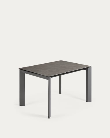 Table extensible Axis grès cérame finition Vulcano Cendrée pieds acier gris 120(180)cm