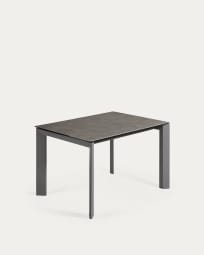 Axis extendable ceramic table in Vulcano Ceniza finish, anthracite steel legs 120 (180)cm