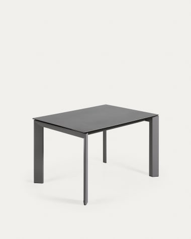 Axis uitschuifbare tafel van porselein en stalen poten in donkergrijs, 120 (180) cm