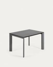 Table extensible Axis grès cérame finition Vulcano Roca pieds acier gris foncé 120 (180)cm