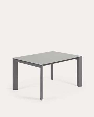 Tavolo allungabile Axis in vetro grigio e gambe in acciaio finitura grigio scuro 140 (200) cm