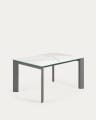 Table extensible Axis grès cérame finition Kalos blanche pieds gris foncé 140 (200) cm