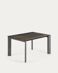 Axis porcelain extendable table in Iron Moss finish with anthracite steel legs 140(200)cm
