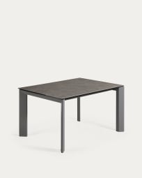 Table extensible Axis grès cérame Vulcano Cendrée et pieds acier anthracite 140(200)cm