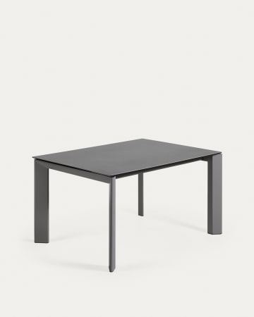 Table extensible Axis grès cérame finition Vulcano Roca pieds acier gris foncé 140 (200)cm