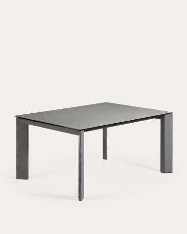 Table extensible Axis grès cérame finition Hydra Plomo pieds anthracite 160 (220) cm
