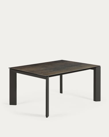 Axis uitschuifbare tafel van porselein en stalen poten in zwart, 160 (220) cm