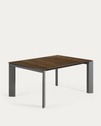 Επεκτεινόμενο τραπέζι Axis, πορσελάνη Iron Corten, ανθρακί ατσάλινα πόδια, 160(220)εκ