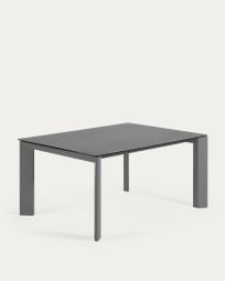 Επεκτεινόμενο τραπέζι Axis, πορσελάνη Vulcano Roca, σκούρα γκρι πόδια, 160(220)εκ