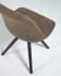 Καρέκλα Ralf, καφέ συνθετικό δέρμα, μασίφ ξύλινα πόδια οξυάς σε μαύρο φινίρισμα