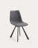 Alve Stuhl aus Kunstleder in Dunkelgrau und Stahlbeine mit schwarzem Finish
