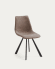 Alve Stuhl aus Kunstleder in Hellgrau und Stahlbeine mit schwarzem Finish
