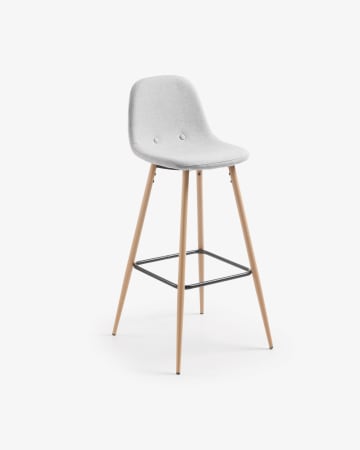Taburete Nolite gris claro y acero con efecto madera altura 75 cm