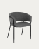 Stuhl Runnie hellgrau mit schwarz lackierten Stahlbeinen