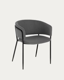 Stuhl Runnie hellgrau mit schwarz lackierten Stahlbeinen