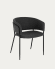 Krzesło Runnie w kolorze ciemnoszarym z nogami z czarnej stali lakierowanej