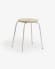 Ren solid mango wood footrest with steel legs in a white finish