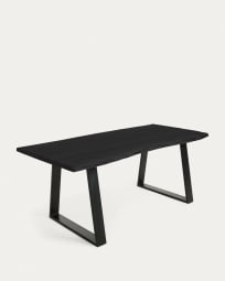 Table Alaia en bois d'acacia massif noir et pieds en acier noir 200 x 95 cm