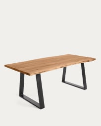 Table Alaia 200 x 95 cm en acacia massif et pieds en acier noir