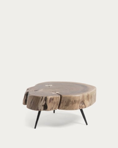 Mesa auxiliar Eider madera maciza de acacia y patas de acero acabado negro Ø 49 x 47 cm