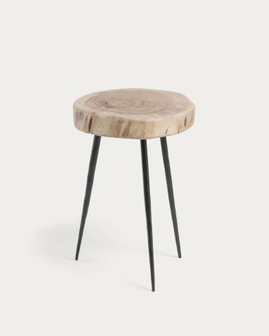 Mesa de apoio Eider de madeira maciça de acácia e aço Ø 35 cm
