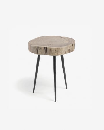 Eider solid acacia wood and steel side table, Ø 34 cm