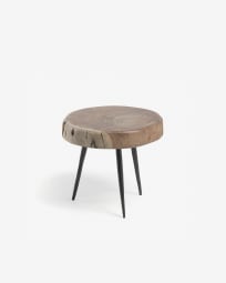 Βοηθητικό τραπέζι Eider, μασίφ ξύλο ακακίας και ατσάλι, Ø33εκ