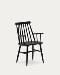 Tressia Stuhl mit Armlehnen DM und massives Kautschukholz schwarz lackiert