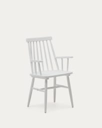 Tressia Stuhl mit Armlehnen DM und massives Kautschukholz weiß lackiert