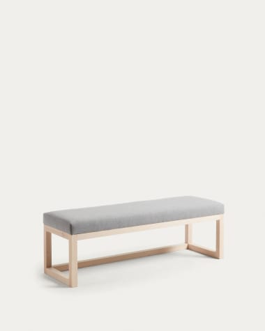 Grey Loya bench in solid beech wood 128 cm