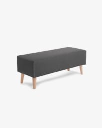 Dyla bench in dark grey with solid beech wood legs, 111 cm