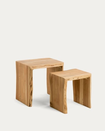 Zuleika set of 2 nesting side tables, made from solid acacia wood, 50 x 42 / 34 x 42 cm