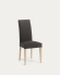 Καρέκλα Freda, μαύρο και πόδια από μασίφ ξύλο οξυάς σε φυσικό φινίρισμα