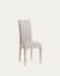 Beige Freda chair with solid beech wood legs with natural finish