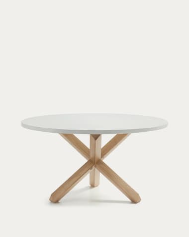 Lotus table in white with solid oak legs, Ø 135 cm