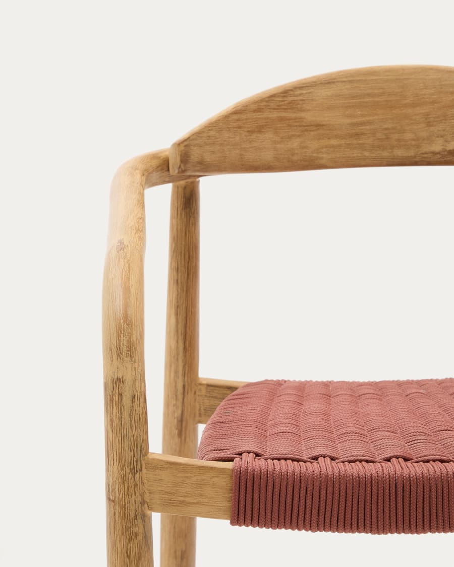 Nina stackable chair in solid acacia wood and terracotta rope seat FSC 100%